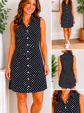 Tommy Hilfiger Polka Dot Sleeveless Shirt Dress Size 4